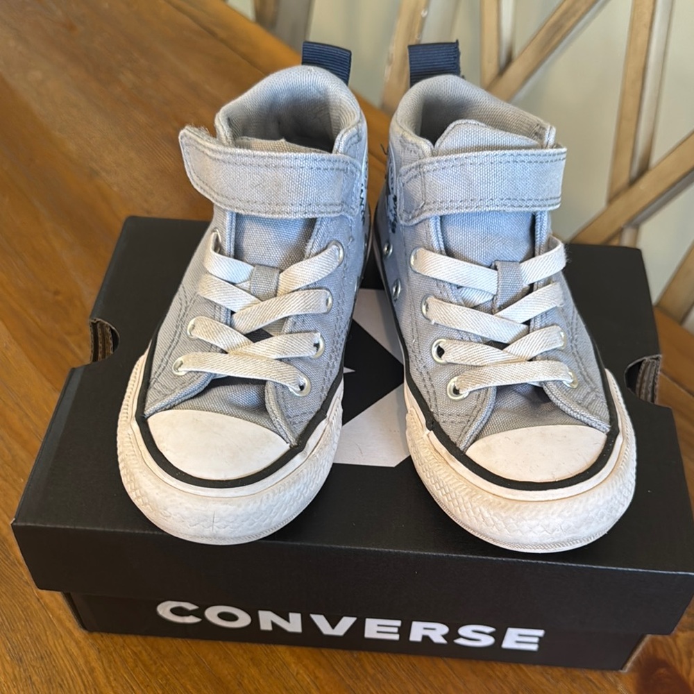 Converse Unisex Kids High-Top Sneakers Size 11- Gray Blue Hue - Picture 2 of 9